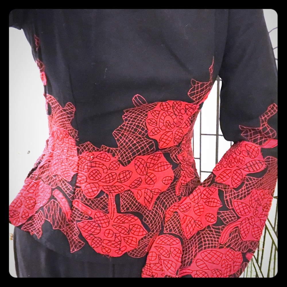 Scoop neck red floral designer top